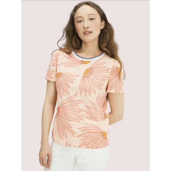 NWT Kate Spade Falling Flower T-Shirt Guava Juice Size Medium - Picture 1 of 5